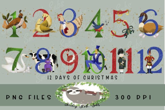 12 Days of Christmas Illustrations for Local Branding