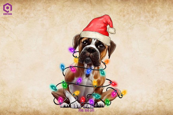 Boxer Christmas Tree Lights Illustrations for Festive Branding