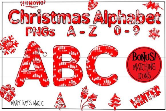 Christmas 3D Alphabet-Matching Elements for Illustrations
