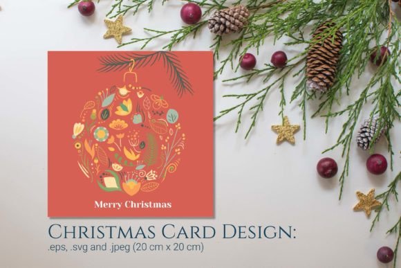 Christmas Bauble Card with Fold Art Illustrations