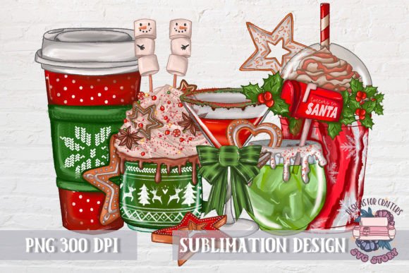 Christmas Cocktails PNG Latte Coffee Illustrations