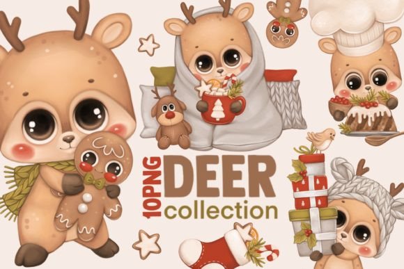 Christmas Collection Deer Illustrations for Local Branding
