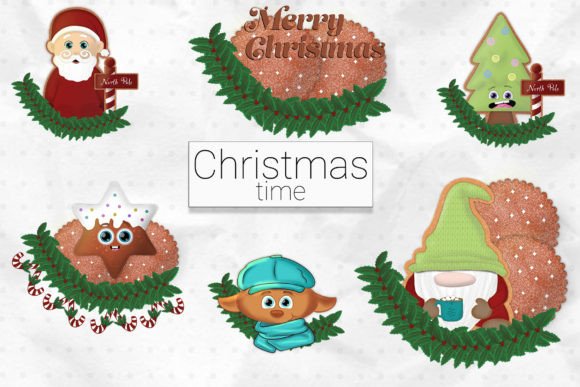 Christmas Cookie Wreath Tree Illustration
