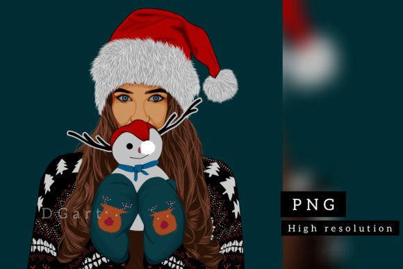 Christmas Cute Girl Illustration for Holiday Content