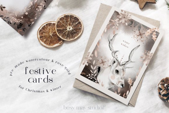Christmas Festive Cards Winter Animals Illustrations