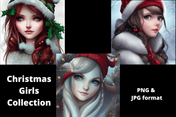 Christmas Girls Collection Illustrations for Festive Design Projects