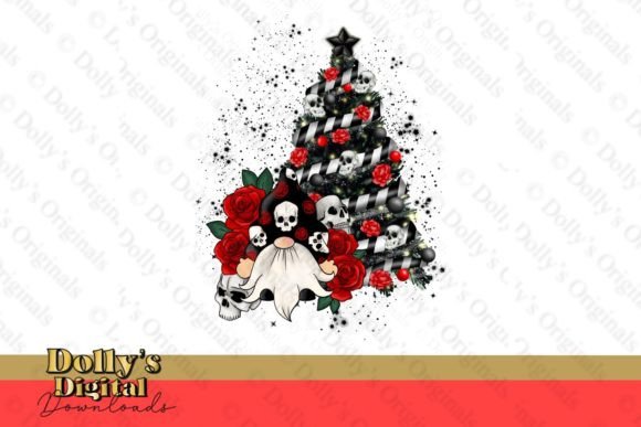 Christmas Gothic Gnome PNG for Illustrations