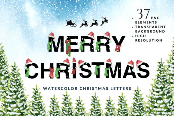 Christmas Hats and Scarves Alphabet Set for Crafting and Design