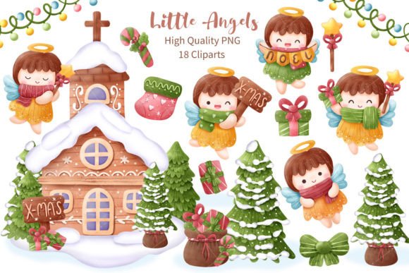 Christmas Little Angels Cliparts for Festive Illustrations