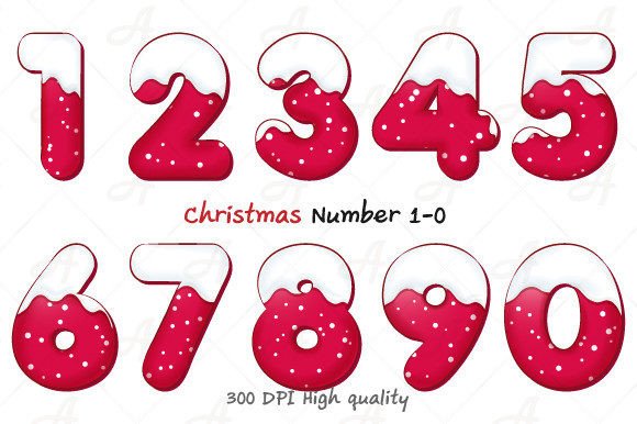 Christmas Number 1-0 Clipart for Branding and Marketing