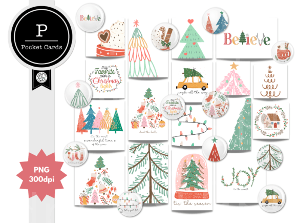 Christmas Pocket Cards Flairs Illustrations