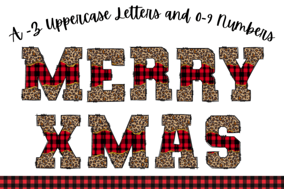 Christmas Red Plaid Leopard Alphabet Illustrations