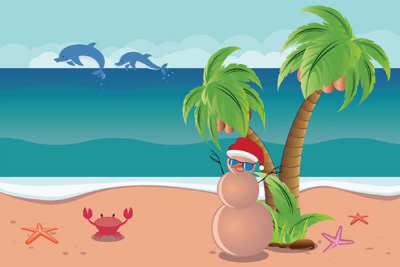 Christmas Sandman on Beach Illustration Review
