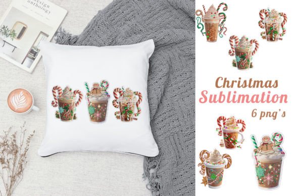 Christmas Sublimation PNG Holiday Cups Illustrations
