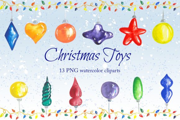 Christmas Toys Watercolor Set for Editorial and Web Design