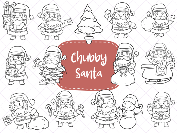 Chubby Santa Christmas Digital Stamps for Handmade Projects