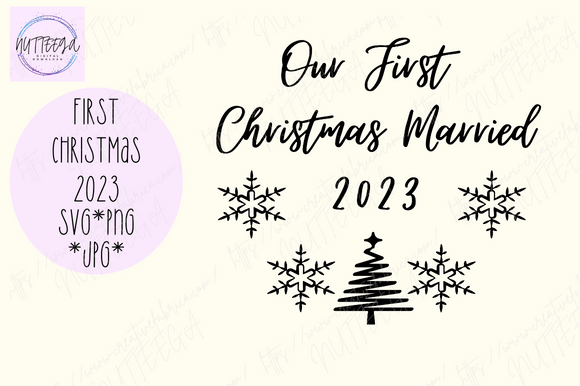 First Christmas Married 2023 Illustrations for Digital Selling