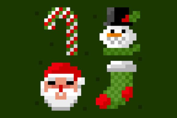 Flat Pixel Christmas Collection Illustrations