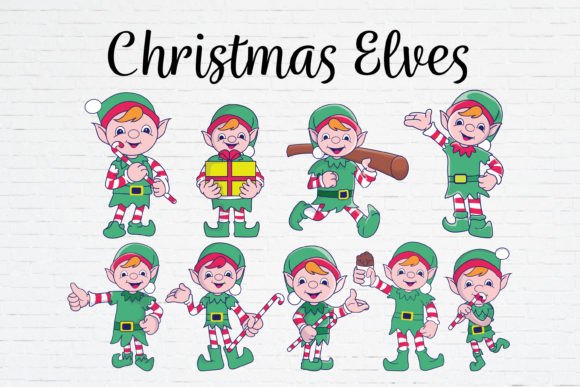 Funny Christmas Elves SVG PNG Illustrations