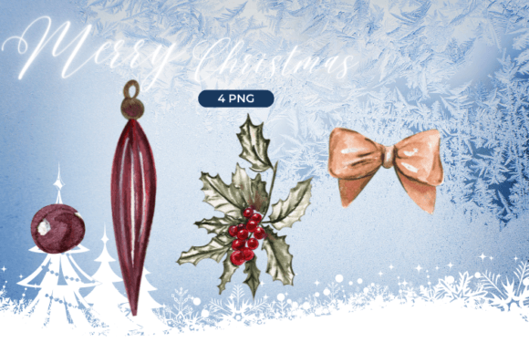 Happy Christmas Watercolor Clipart for Local Business Branding