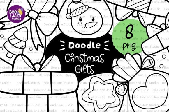 KDP Coloring Christmas Gift Line Art PNG for Creative Projects