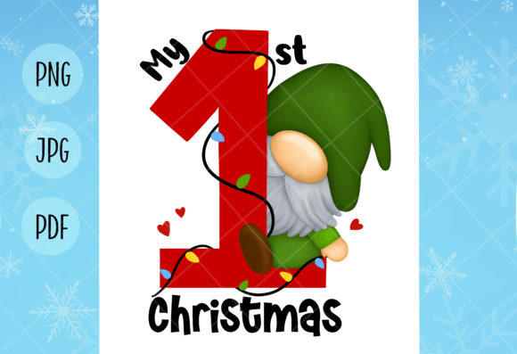 My First Christmas Gnome Sublimation Png for Illustrations