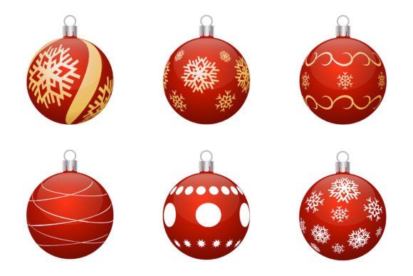 Red Christmas Balls Illustrations for Crafting