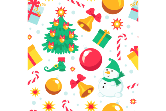Seamless Pattern Christmas Gifts. Winter Illustrations