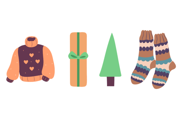 Set Christmas Illustrations for Festive Design Projects