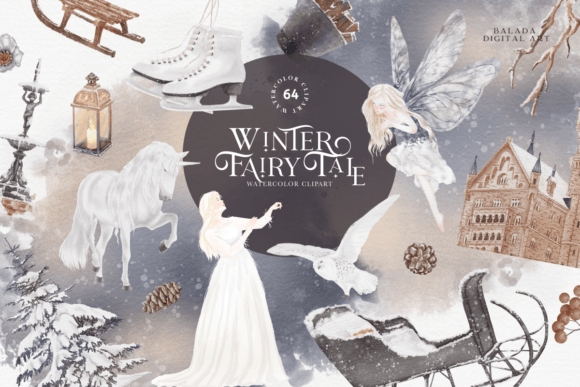 Winter Christmas Watercolor Clipart PNG for Editorial Use